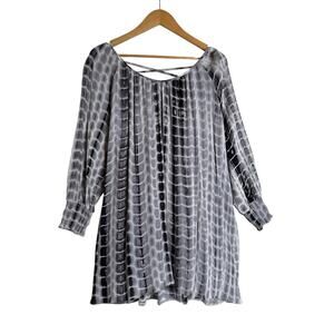 Velzera Women's Long Sleeve Boho Tie Dye Criss Cross Mini Dress Size 2XL Multi